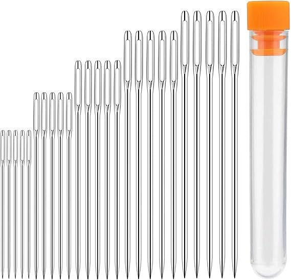 Sewing Needles Large Eye Sharp Point, 25pcs Large Eye Stitching Needles Hand Sewing Needles,Yarn Knitting Needles in a Clear Tube Sewing Needles Set (25)