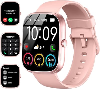 Smart Watch for Women, 2025 HD 1.91 Smartwatch AnswerMake Call, 112 Sports Modes Fitness Activity Tracker, CaloriesHeart RateSleep Monitor, IP68 Waterproof Step Counter for Android iOS, Pink
