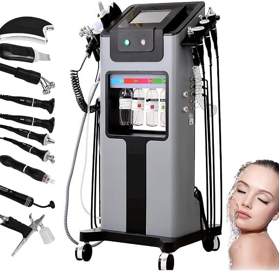 10 in 1 Water Oxygen Hydra-Facial Machine - Deep Facial Cleansing, Aqua Peeling, Hydrogen Oxygen Spray, Eye Lifting and Skin Rejuvenation, Hydro Facial Beauty Machine for SPA Salon Home