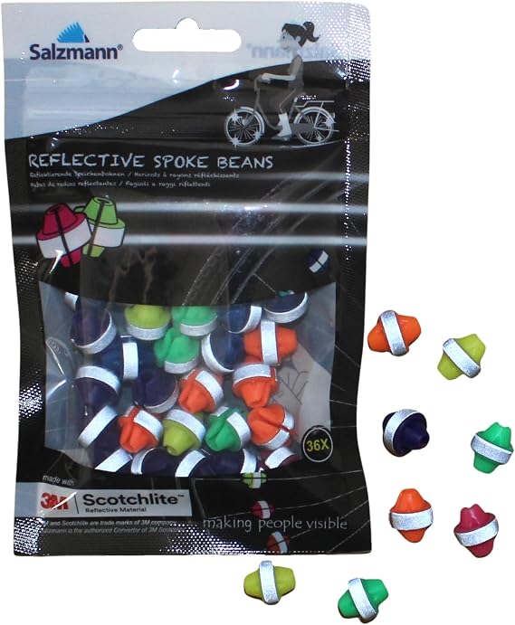 Salzmann Spoke Beads | Reflective and Colourful | Made with 3M Scotchlite | Pack of 36