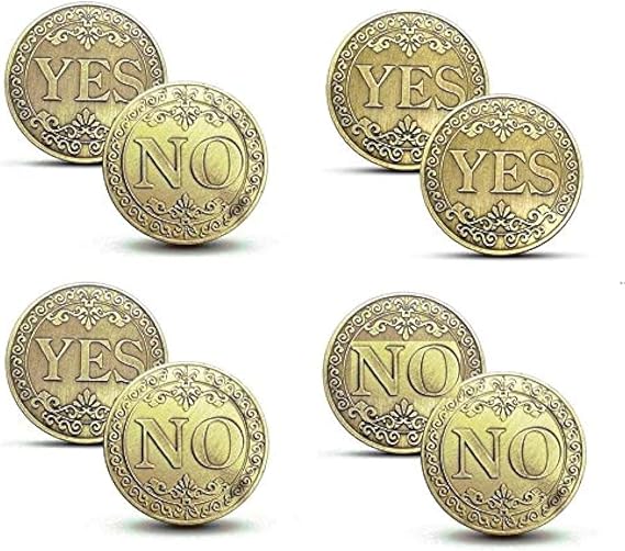 Never Lose! NLR (4 PCS) Yes No Coins Flipping Challenge Coin, Souvenir Commemorative Coins Collection, Double-Yes/Double-No/Normal YES or NO