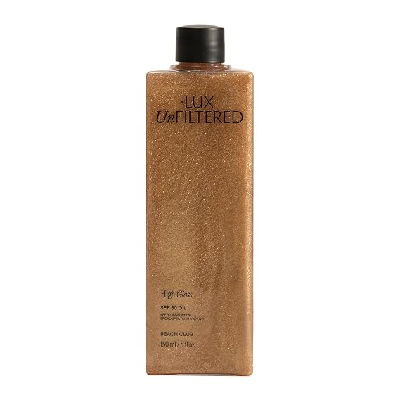 + Lux Unfiltered - N30 High Gloss Shimmer Body Oil with SPF 30 (150 ml) | Instant Bronze Shimmer Body Tanning Oil with SPF - Broad Spectrum Sunscreen SPF 30 - Jojoba & Grapeseed Oil - Oxybenzone Free