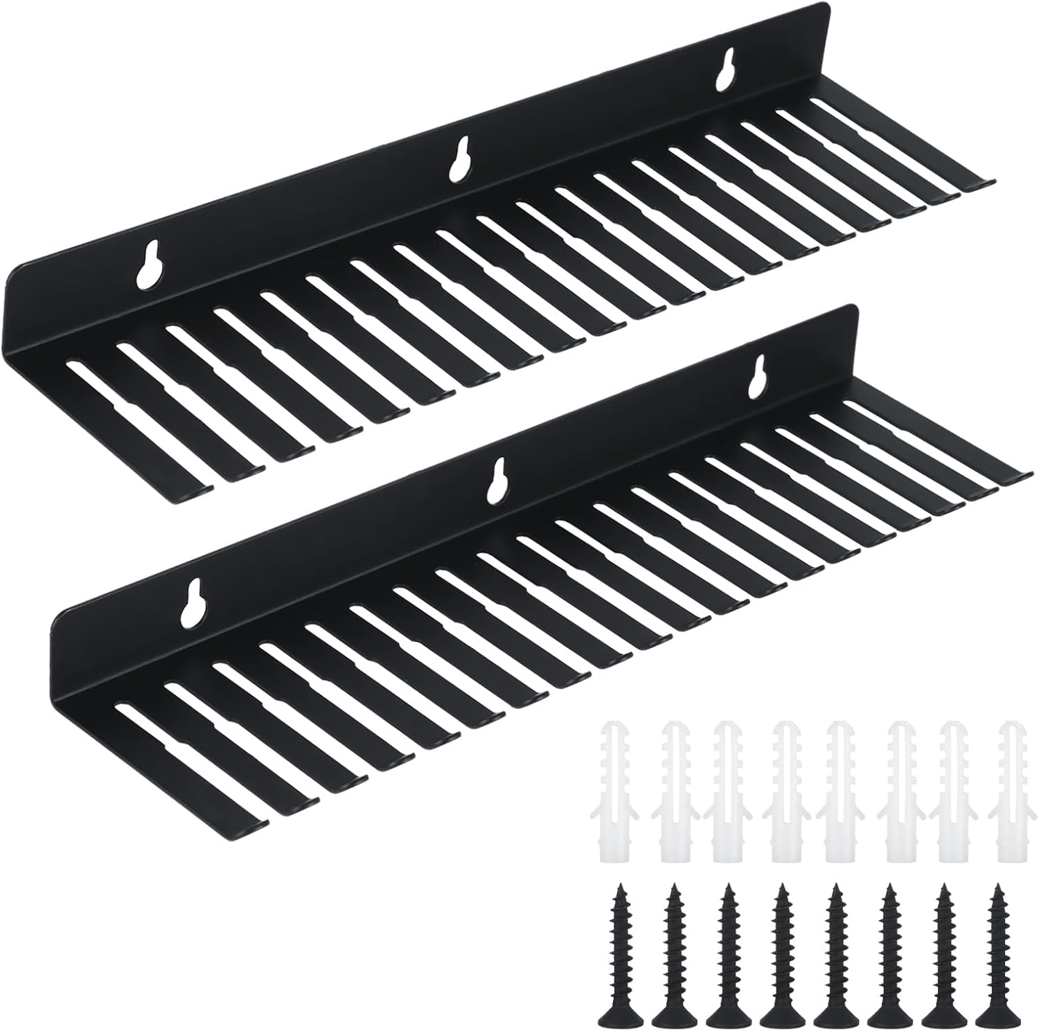 2 Pack Wall Mountable Cable Hanger Organizer, 19 Slots Cable Rack for Cord Wire Management, Cable Holder Cord Rack Organizer, 19 Slots Length 14 Inch for Cable Organizer Studio Storage
