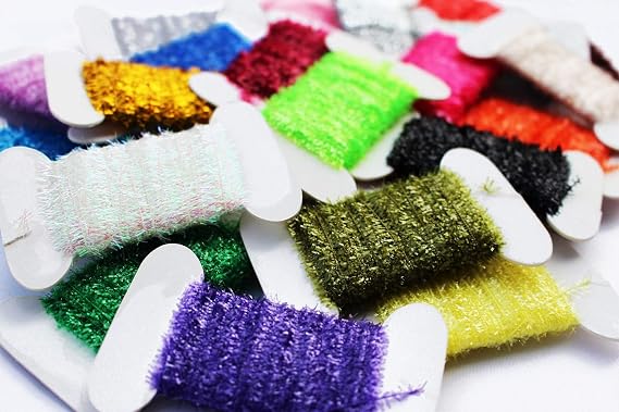 Tigofly 24pcs Fishing Tinsel Chenille Crystal Flash Line Fly Tying Material