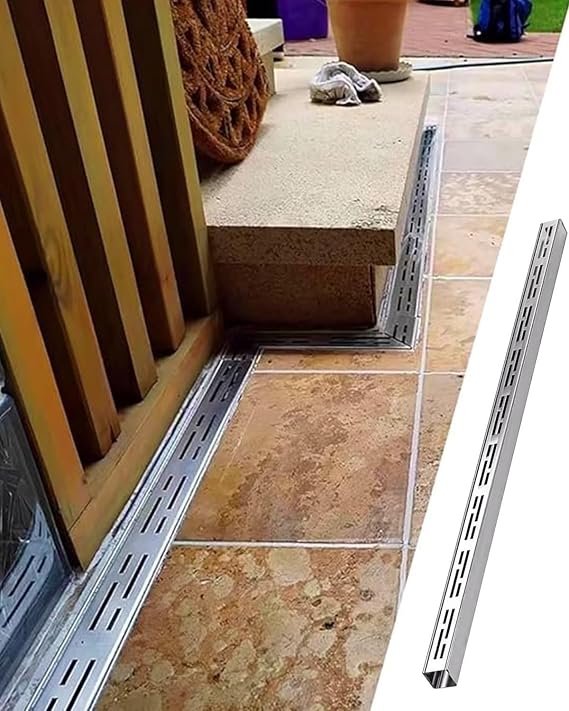 Metal Drain Cover Floor Trench Drain System for Garage, Patio, Driveways, and Gardens, Heavy Duty Rainwater Sewerage Grate Gully Strainers(4 Pack)