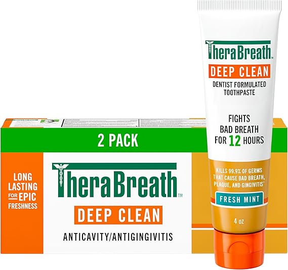 TheraBreath Deep Clean Toothpaste, Fresh Mint, 4 oz, 2-Pack