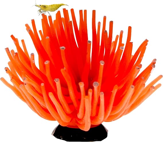 CTWPets Fluorescent Aquarium Decor – Glowing Fish Tank Ornament for Freshwater & Saltwater | Safe for Betta, Shrimp, Tropical Fish | Includes Collector Card (Orange, Large)