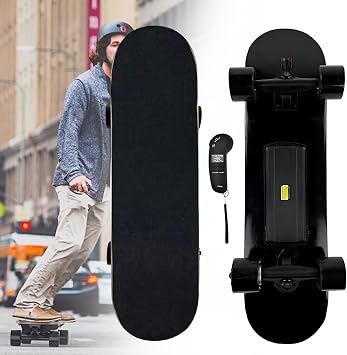 Electric Skateboard with Remote, 15.5 Mph Top Speed, 9.3 Miles Range, Single/Dual Hub Motor, 4 Speed Modes, Smooth Braking, Skateboard for Adults  Teens B-Single-Motor