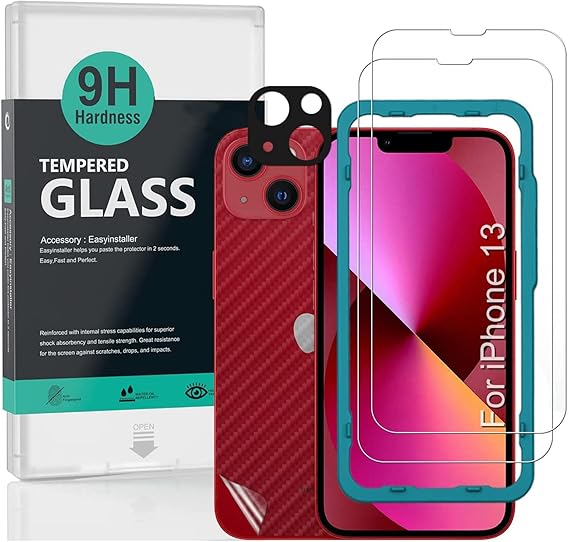 Ibywind for iPhone 13 Screen Protector,2 Pack,9H Hardness Tempered Glass and Camera Lens Protector,with Alignment Frame,Full Coverage,Bubble Free,Fingerprint Unlock,Scratch Resistant