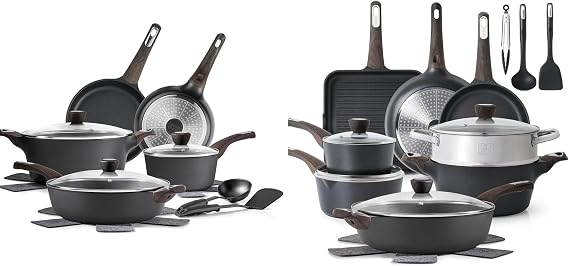 SENSARTE 14 Pcs Non Stick Kitchen Cooking Set,20 Pcs Induction Cookware Sets, Non-toxic Healthy Non Stick Kitchen Cooking Set, PFOA PFOS Free