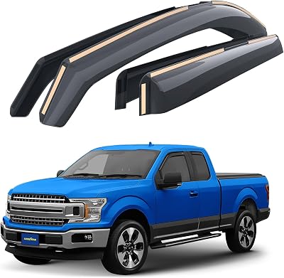 Goodyear Shatterproof in-Channel Window Deflectors for Ford F150 2015-2020 SuperCab fit for Ford F250-F550 17-25 Rain Guards,Window Visors for Cars,Vent Deflector, Car Accessories, 4pcs - GY003419LP