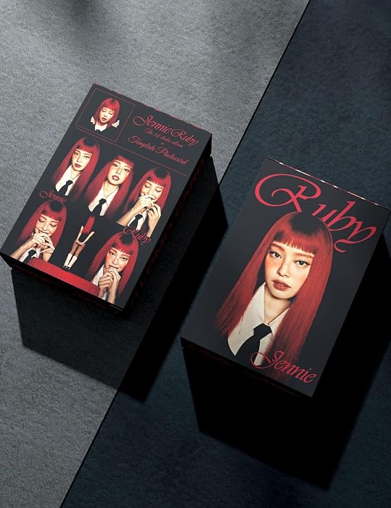 MXP JENNIE Postcards 55pcs Lomo Cards BP Pink & Black JENNIE’s Solo Album RUBY Merchandise Postcards