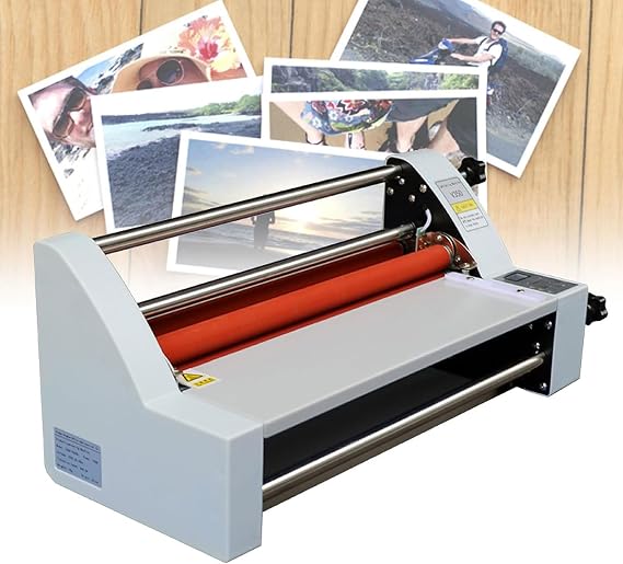 700w Hot Cold Roll Laminator, 13'' Digital Display Single & Dual Sided Laminator Machine 4 Rollers Electronic Temperature Control, for BOPP Pte Film 110v NoFilmRoll