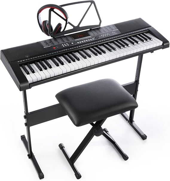 61key Standard Keys Keyboard with USB Music Player,Including Headphone,Stand,Stool & Power Supply-The electronic keyboards