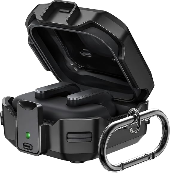 Teknoft Samsung Galaxy Buds 4 Pro ve Buds 4 ile Uyumlu Darbelere Karşı Ultra Güçlü Çift Renkli Sert Kenarlı Mat Silikon Kılıf (Siyah, Galaxy Buds 4 Pro/4)