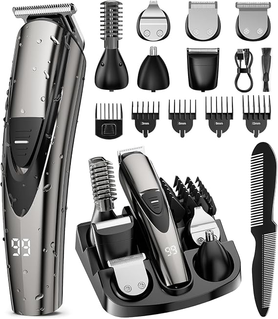 SHPAVVER Electric Hair Clippers for Men: 16-in-1 Professional Barber Beard Trimmer - Cordless Grooming Kit - Turbo Speed & Precision Blade