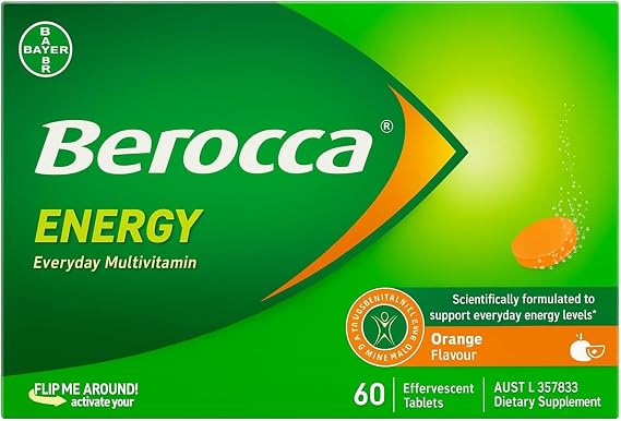 Berocca Energy Vitamin B & C Orange Flavour Effervescent Tablets 60 Pack
