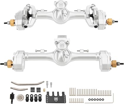 MEUS Racing +6.2mm SCX24 Portal Axles for Axial 1/24 SCX24 RC Crawler (Silver)