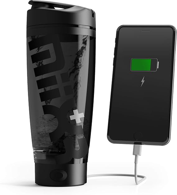Promixx Charge Shaker Bottle (MiiXR+ Edition) | Device-charging Vortex Mixer with Supplement Storage and Easy-to-clean Tritan Cup (20oz | Stealth Black)