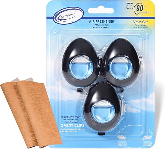 Air Jungles Car Air Freshener Vent Clip 3 Ct, New Car Scent