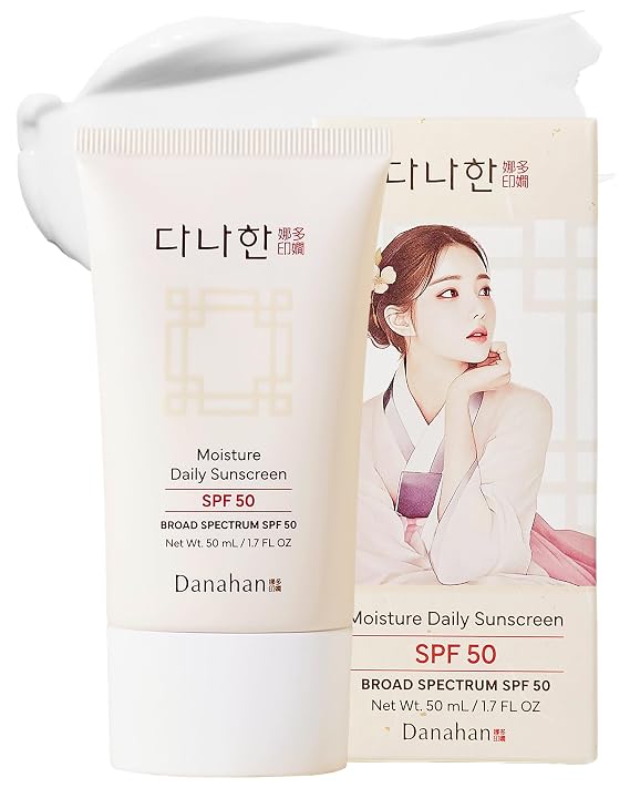 DANAHAN Korean Face Sunscreen SPF 50, No White Cast, Under Makeup, 1.7 oz