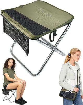 Rocalt Camping Portable Stool, 13 inch Ultralight Collapsible Stool, Ultralight Aluminum Pocket Chair for Adult, 2025 New Foldable Chair for Travel Fishing Hiking and Outdoor Activities