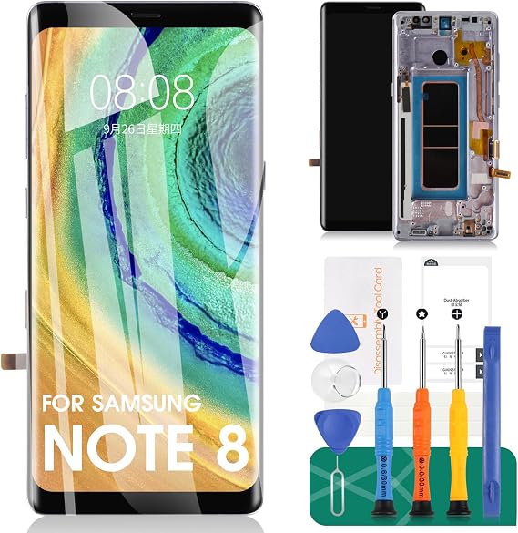 for Samsung Galaxy Note 8 LCD Digitizer Screen Replacement for Samsung Note 8 Display Touch Screen Replacement for Samsung Note 8 Replacement Screen Assembly with Frame SM-N950U SM-N950 (Purple)