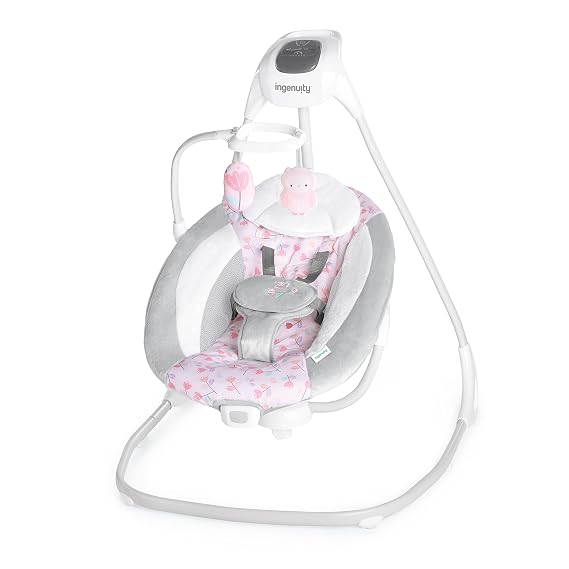 Ingenuity SimpleComfort Portable Baby Swing, Newborn to 9 Months, Pink