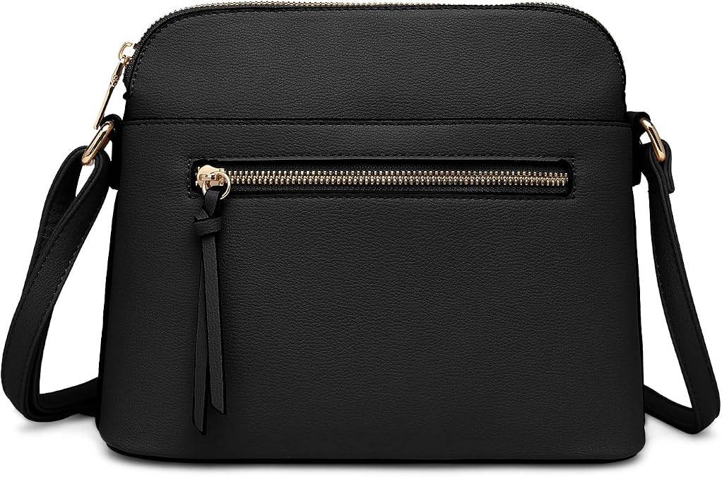 LA TERRE Small Crossbody Bag, Dome Shoulder Bag with Zipper Pocket Adjustable Strap