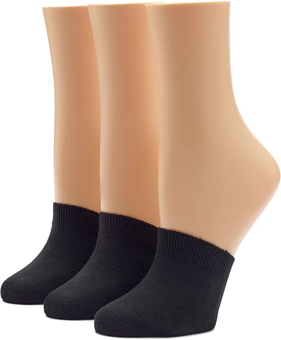 HUE Women's Cotton Toe Topper Socks, Toe Cap No Show Socks, 3 Pair Pack