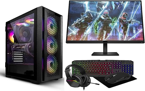 Budget Gaming PC 22" Bundle Intel Core i7, 16GB Ram, 128Gb SSD + 1TB HDD. Windows 10, GT730 Graphics, WiFi, 6 Fan RGB Gaming Case, 22" Monitor, Gaming Keyboard and Mouse