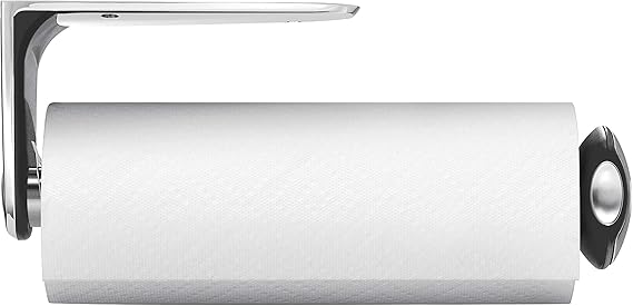 simplehuman Wall Mount Paper Towel Holder, Under-Cabinet or Wall Mounted Rack, Horizontal or Vertical Install, One-Handed Tear with Tension Spring, Quick-Release Knob, Brushed Stainless Steel