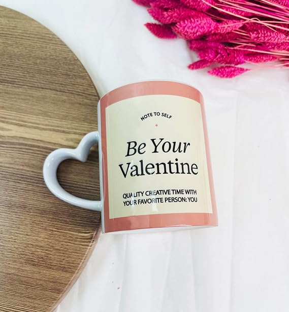 giftmoda Be Your Valentine Tasarımlı Kalp Kulplu Kupa