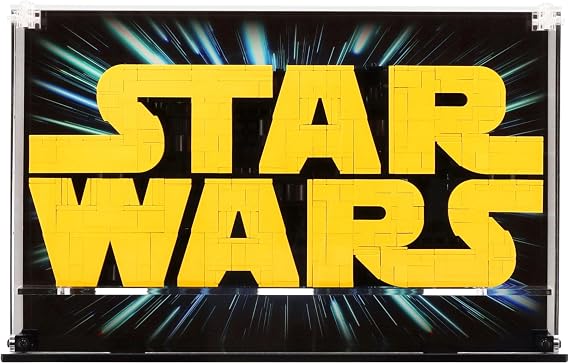 Display Case compatible with Lego 75407 Brick-Built Star Wars Logo - Freestanding, (Print 1 Back Panel)