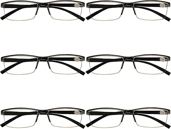 B&Q 6 Pack Reading Glasses for Women & Men Blue Light Blocking Readers for Men & Women