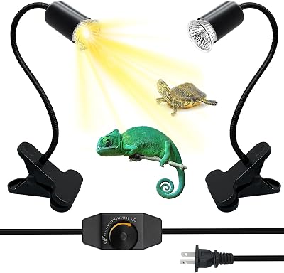 Reptile Heat Lamps, 2 Pack Turtle Heat Light, Turtle Lamp with 40cm Stable Gooseneck Basking Light for Turtle Tank, Heating Lamps for Lizard Turtle Snake Aquarium Aquatic PlantsNo Bulb
