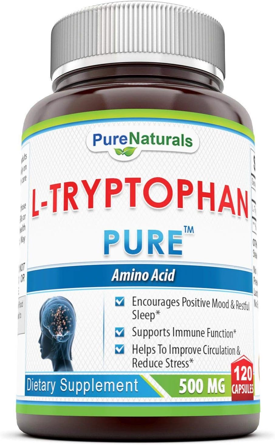 L-Tryptophan Dietary Supplement, 500 Mg, 120 Capsules