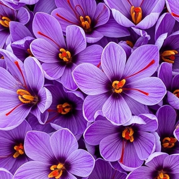 25 Saffron Crocus Bulbs Eye-Catching Purple Flowers, Harvest Red Saffron Threads Rare Fall-Blooming Crocus Sativus Grow Your Own Spice at Home