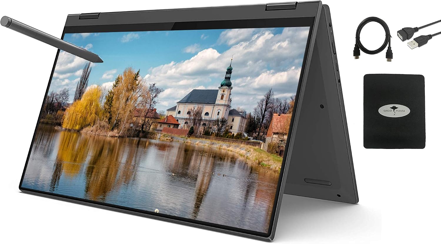 2021 Lenovo Flex 5 14 FHD Laptop Touch 2-in-1 Convertible Business Computer, 6-core AMD Ryzen 5 5500U up to 4.0GHz,Beat i7-10750H, 16GB RAM 1TB NVMe SSD, Webcam, Win10 wGhost Manta Accessories