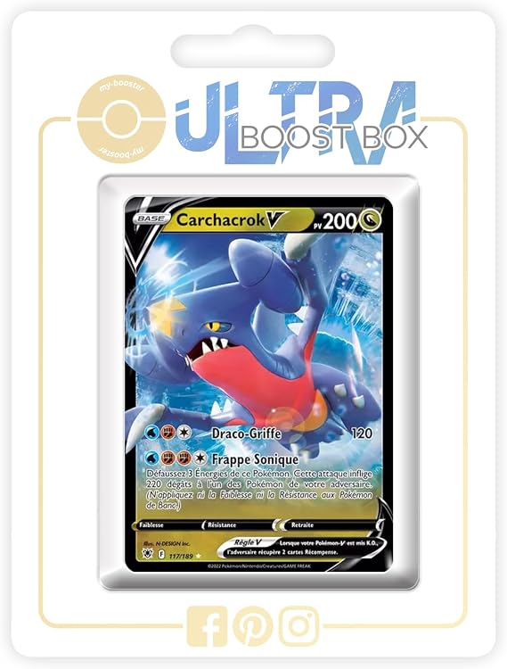 Carchacrok V (Garchomp V) 117/189 - my-booster X Épée et Bouclier 10 Astres Radieux - Box of 10 Pokemon French Cards