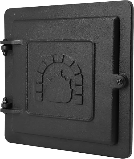 Criditpid Fireplace Cast Iron Chimney Clean Out Door, Prepared with Flanged Frame, 8 by 8 Inch, Black