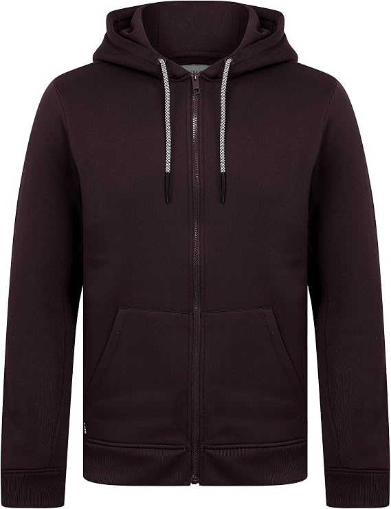 Tokyo Laundry Men's Plain Brushback Fleece Zip Through Hooded Top