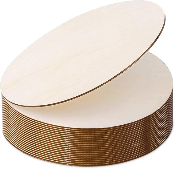 20 Pieces 12 Inch Round Wood Discs for Crafts, Audab Unfinished Wood Circles Wood Rounds Wooden Cutouts for Crafts, Door Hanger, Door Design and Wedding Decorations
