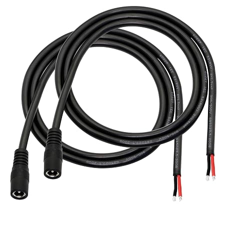 DC Power Pigtails Cable,3FT DC 5.5MM x 2.1MM Female Plug to Bare Wire Open End Power Wire Supply Repair Cable,16 AWG Barrel Connector Pigtail for CCTV Security Camera,DVR,LED Strip Light Etc-2 Pcs(F)