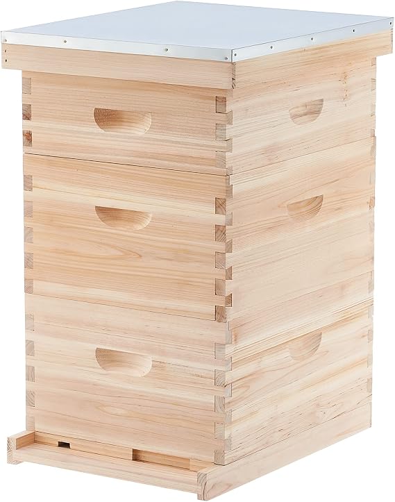 CO-Z Bee Hive Boxes Starter Kit, Langstroth Beehive for Bee Keeping, 3 Layer Bee House with 10 Medium and 20 Deep Frames & Foundations, Beekeeping Supplies with Plastic Queen Excluder and Nails