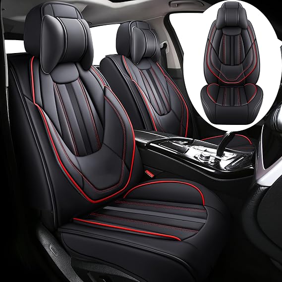 Car Seat Covers for Hyundai Elantra 2001-2025, Premium Nappa Leather Car Seat Cover, Automobile Seat Cover Sets, Stylish Sport Seat Protectors.(Luxury 2 Seats/Black)