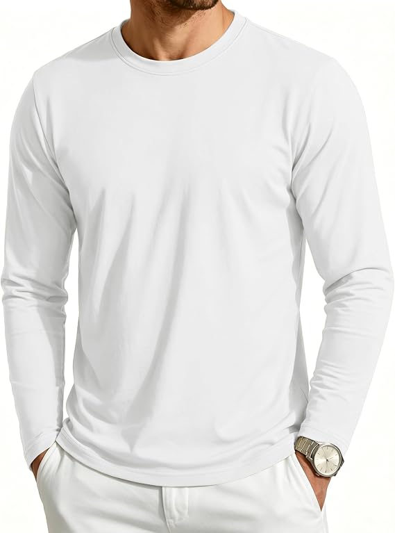 Cavva Long Sleeve T Shirt Mens Casual Lightweight Top Plain Basic T-Shirt