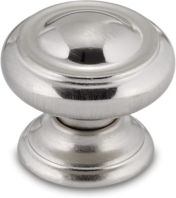 Richelieu Hardware BP8632195 Sutton Collection 1 3/16-inch (30 mm) Brushed Nickel Traditional Cabinet and Drawer Knob for Kitchen, Bathroom, and Furniture