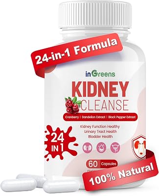24-in-1 Kidney Support Supplement Cranberry & Uva Ursi Capsules with Astragalus and Black Pepper Extract for Kidney & Urinary Tract Health Made in USA, 60 Capsules
