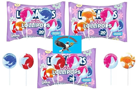Life Saver Swirl Lollipops 60 Count Summer Candy Seasonal Bulk Swirled Suckers Assorted Fruit & Vanilla Flavors